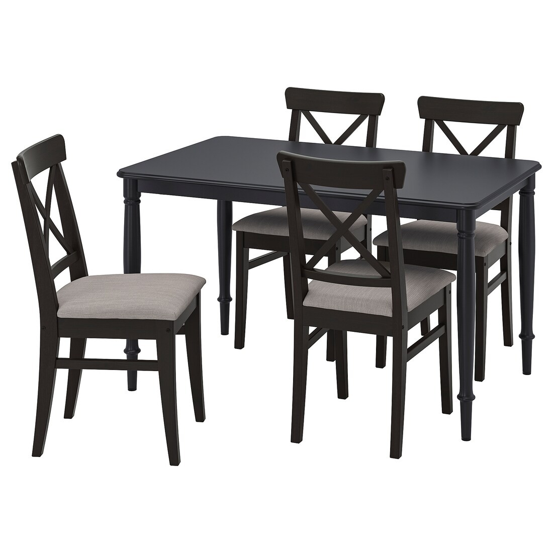 DANDERYD / INGOLF Стол и 4 стула, черный / Nolhaga серо-бежевый, 130 см