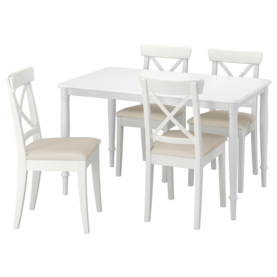 DANDERYD / INGOLF Стол и 4 стула, белый / Hallarp бежевый, 130 см