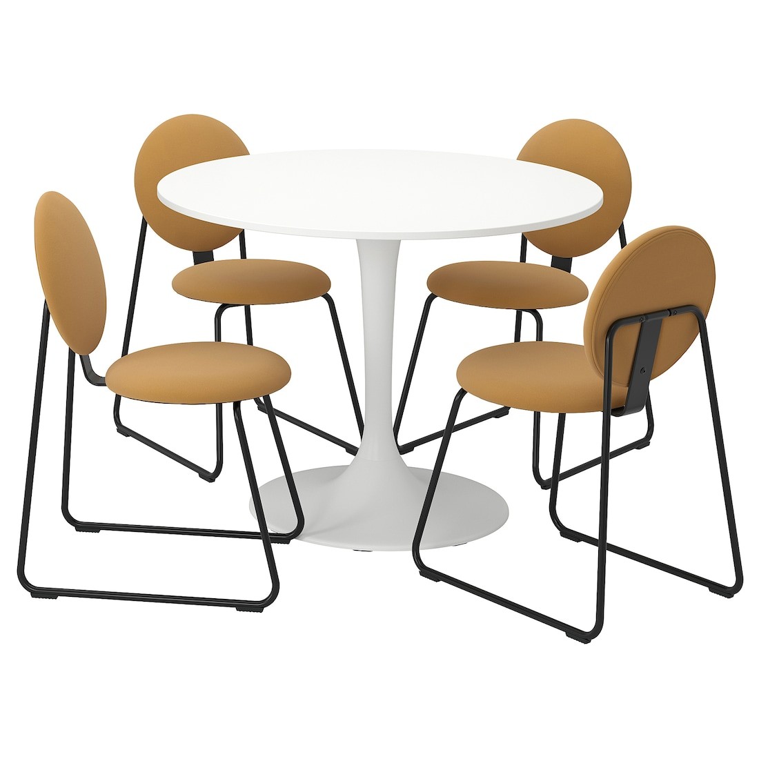 DOCKSTA / MÅNHULT Стол и 4 стула, белый белый / Hakebo медово-коричневый, 103 см