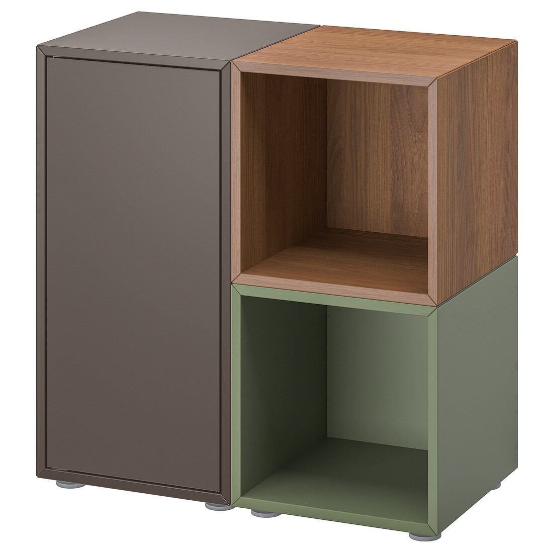 EKET Комбинация шкафов с ножками, темно-серый/ореховый серо-зеленый, 70x35x72 см