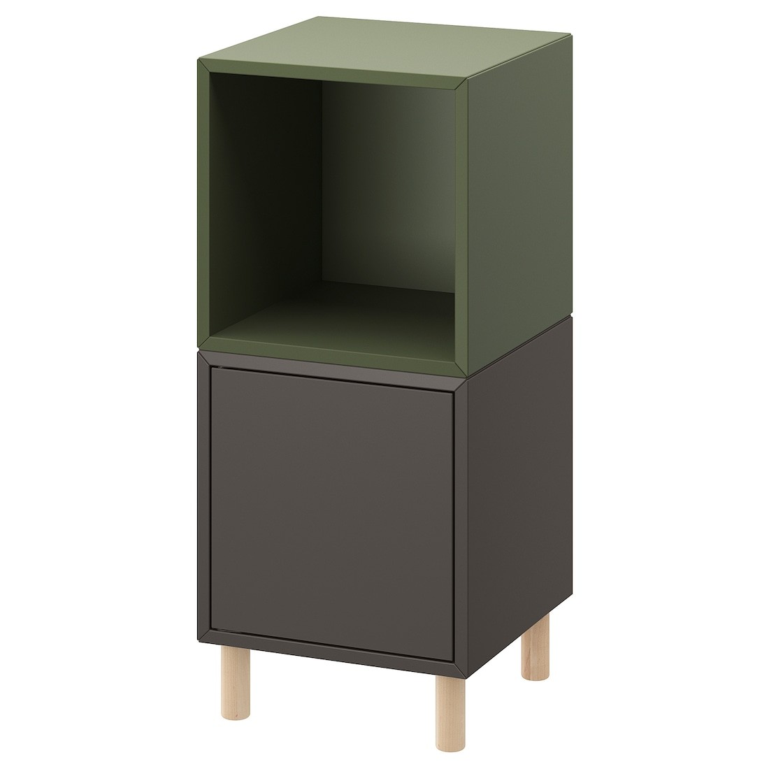 EKET Комбинация шкафов с ножками, темно-серый серо-зеленый/дерево, 35x35x80 см