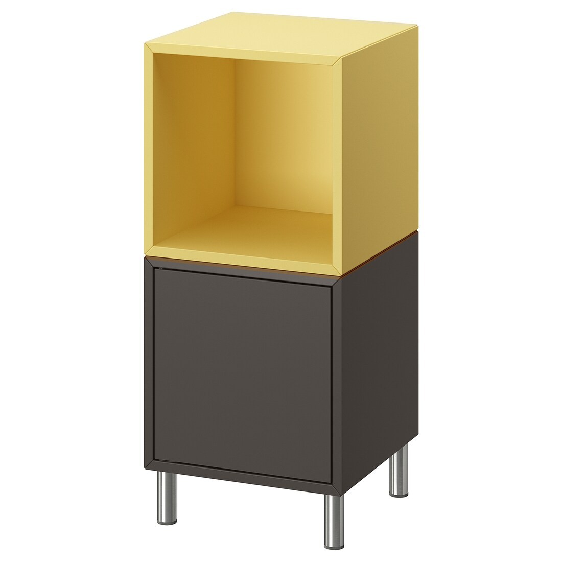EKET Комбинация шкафов с ножками, темно-серый бледно-желтый/металлик, 35x35x80 см