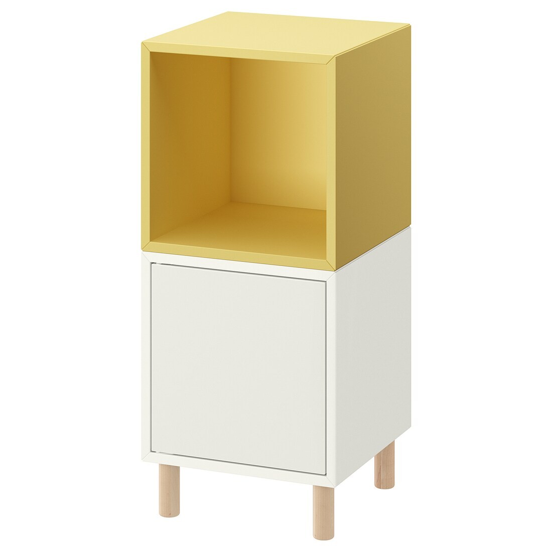 EKET Комбинация шкафов с ножками, белый бледно-желтый/дерево, 35x35x80 см