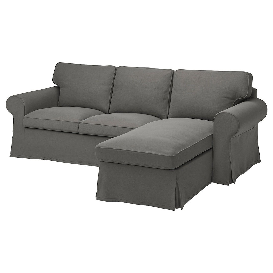 EKTORP Чехол на 3-местный диван с шезлонгом, Hakebo темно-серый