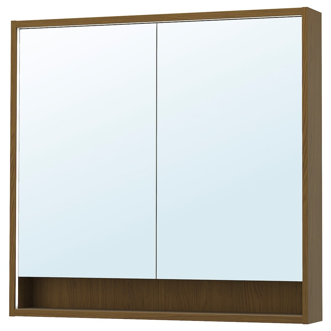 FAXÄLVEN Зеркальный шкаф со встроенной подсветкой, коричневая имитация дуб, 100x15x95 см