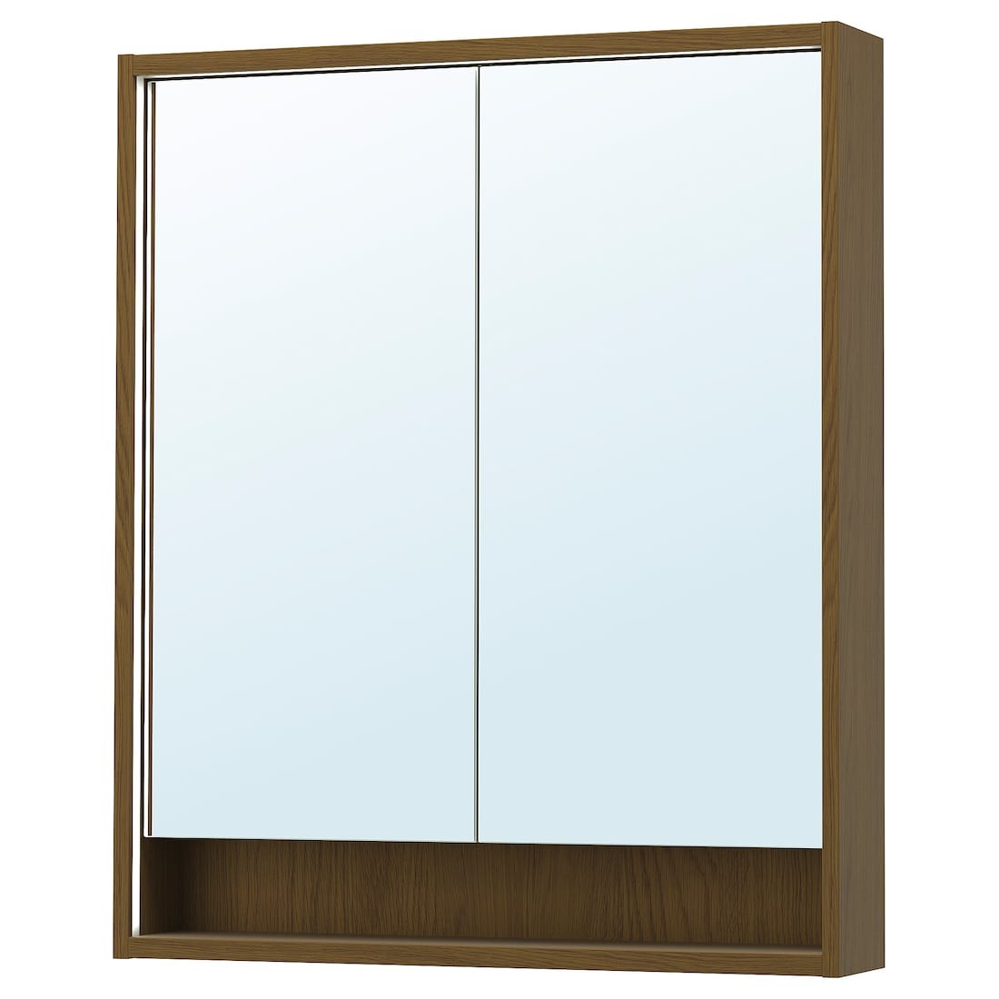 FAXÄLVEN Зеркальный шкаф со встроенной подсветкой, коричневая имитация дуб, 80x15x95 см