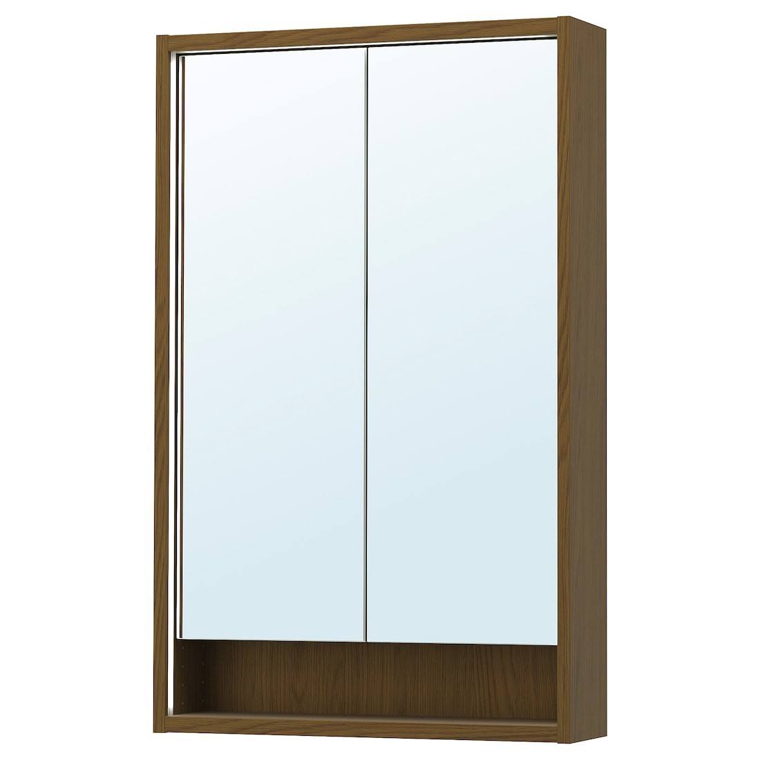 FAXÄLVEN Зеркальный шкаф со встроенной подсветкой, коричневая имитация дуб, 60x15x95 см