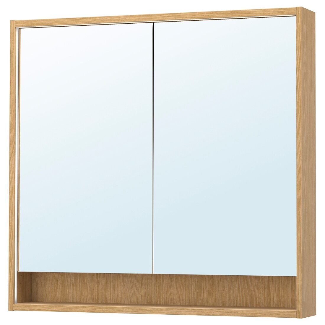 FAXÄLVEN Зеркальный шкаф со встроенной подсветкой, имитация дуба, 100x15x95 см