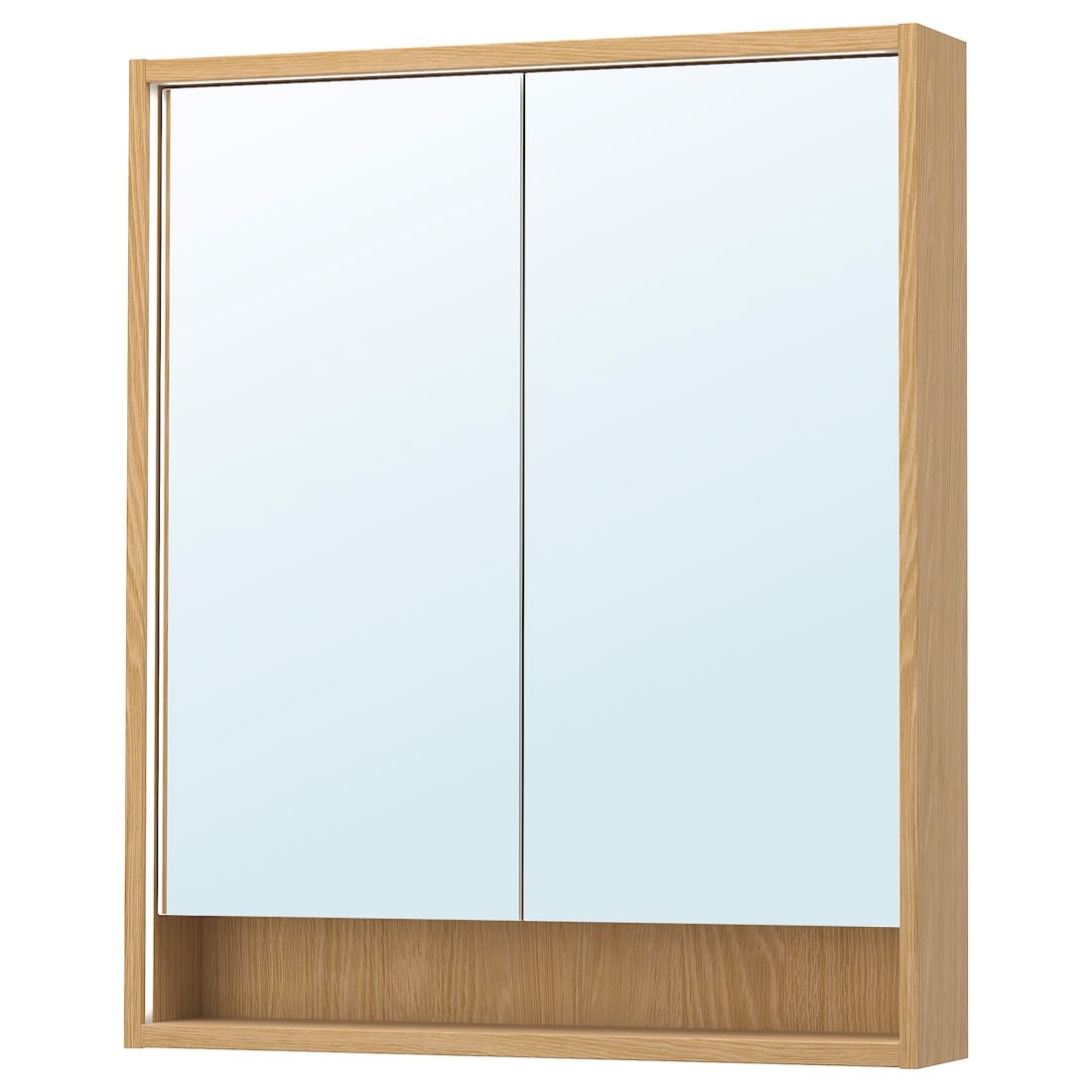 FAXÄLVEN Зеркальный шкаф со встроенной подсветкой, имитация дуба, 80x15x95 см