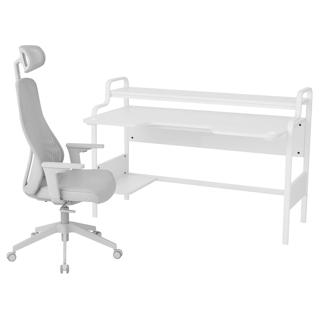 FREDDE / MATCHSPEL Геймерский стол и стул, белый / светло-серый, 74 см