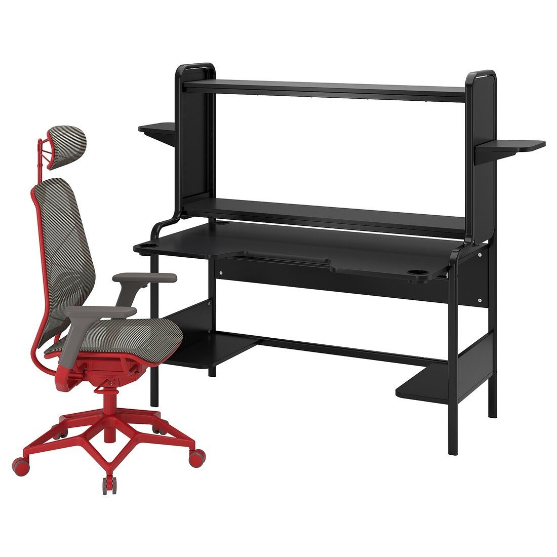 FREDDE / STYRSPEL Геймерский стол и стул, черный серый / красный
