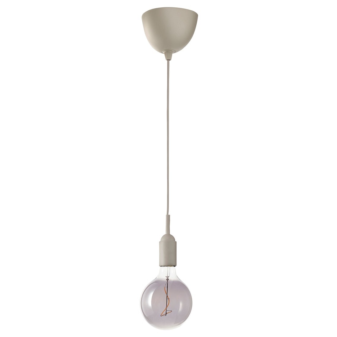 GRÅVACKA / MOLNART Подвесной светильник с лампочкой, бежевый / серое стекло прозрачное, 125 мм