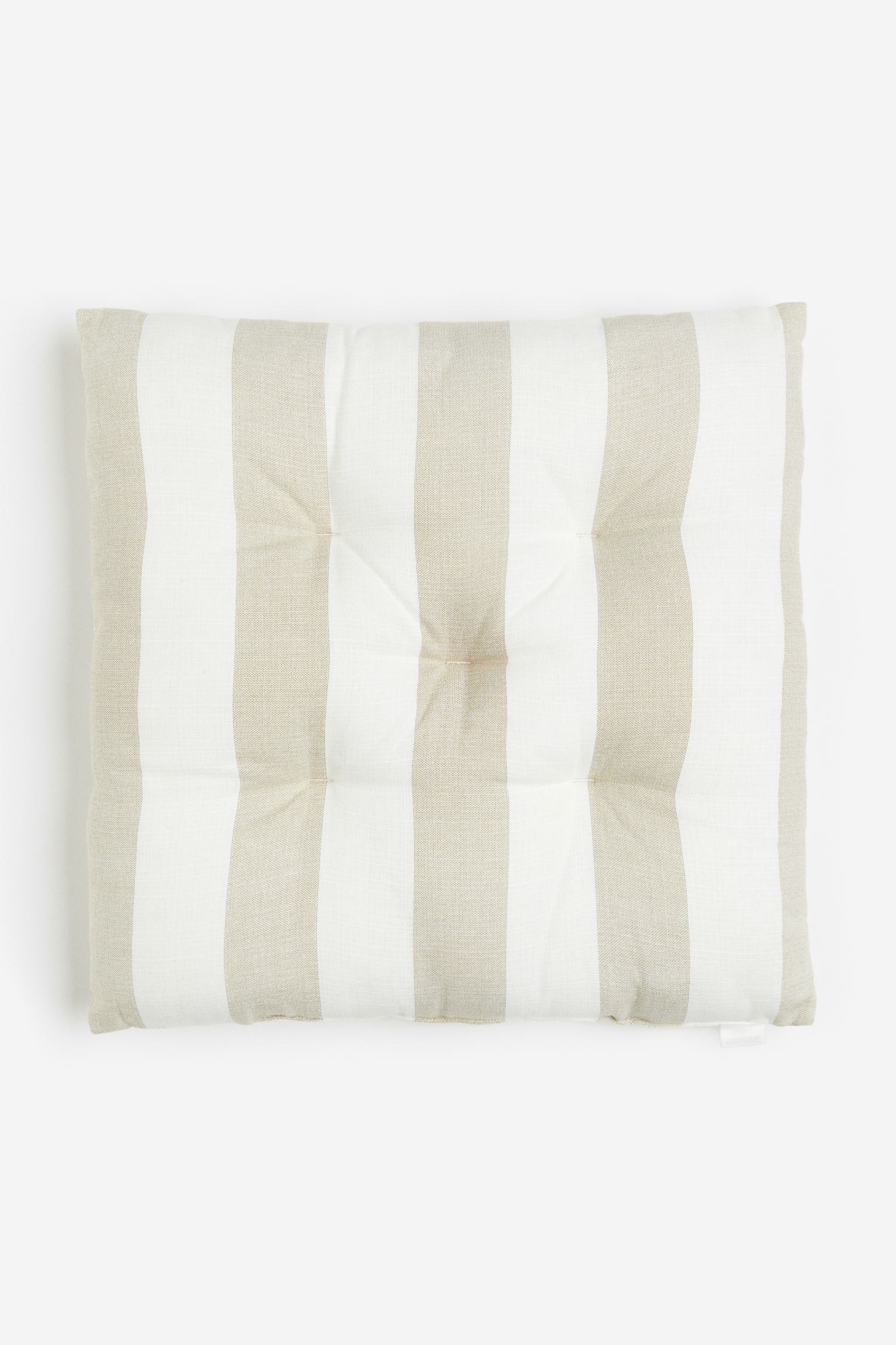 Полосатая подушка на стул, Бежевый/Натуральный белый, 38x38