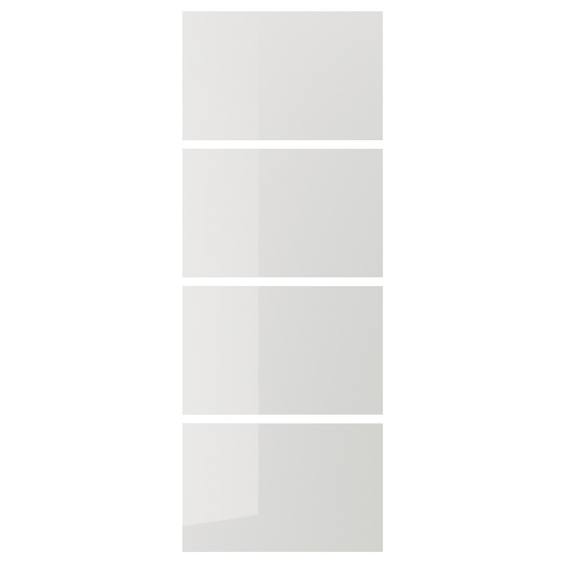 HOKKSUND ХОККСУНД 4 панели для рамы раздвижной двери, глянцевый светло-серый, 75x201 cм