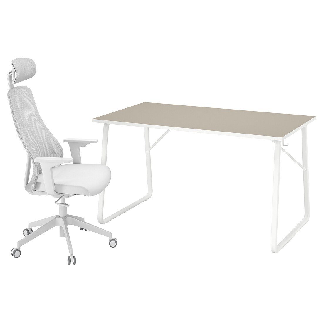HUVUDSPELARE / MATCHSPEL Геймерский стол и стул, бежевый / светло-серый
