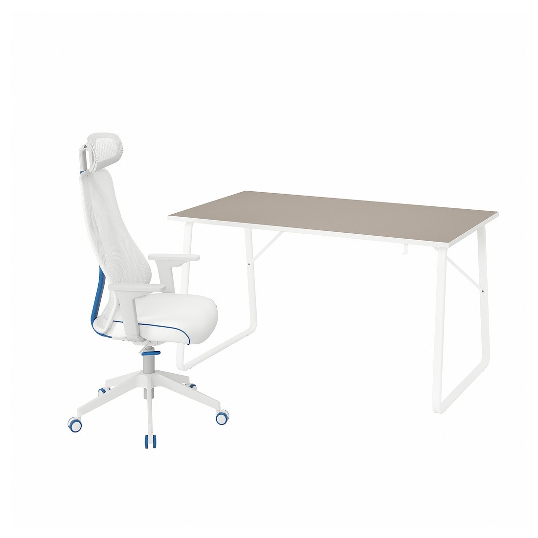 HUVUDSPELARE / MATCHSPEL Геймерский стол и стул, бежевый / белый