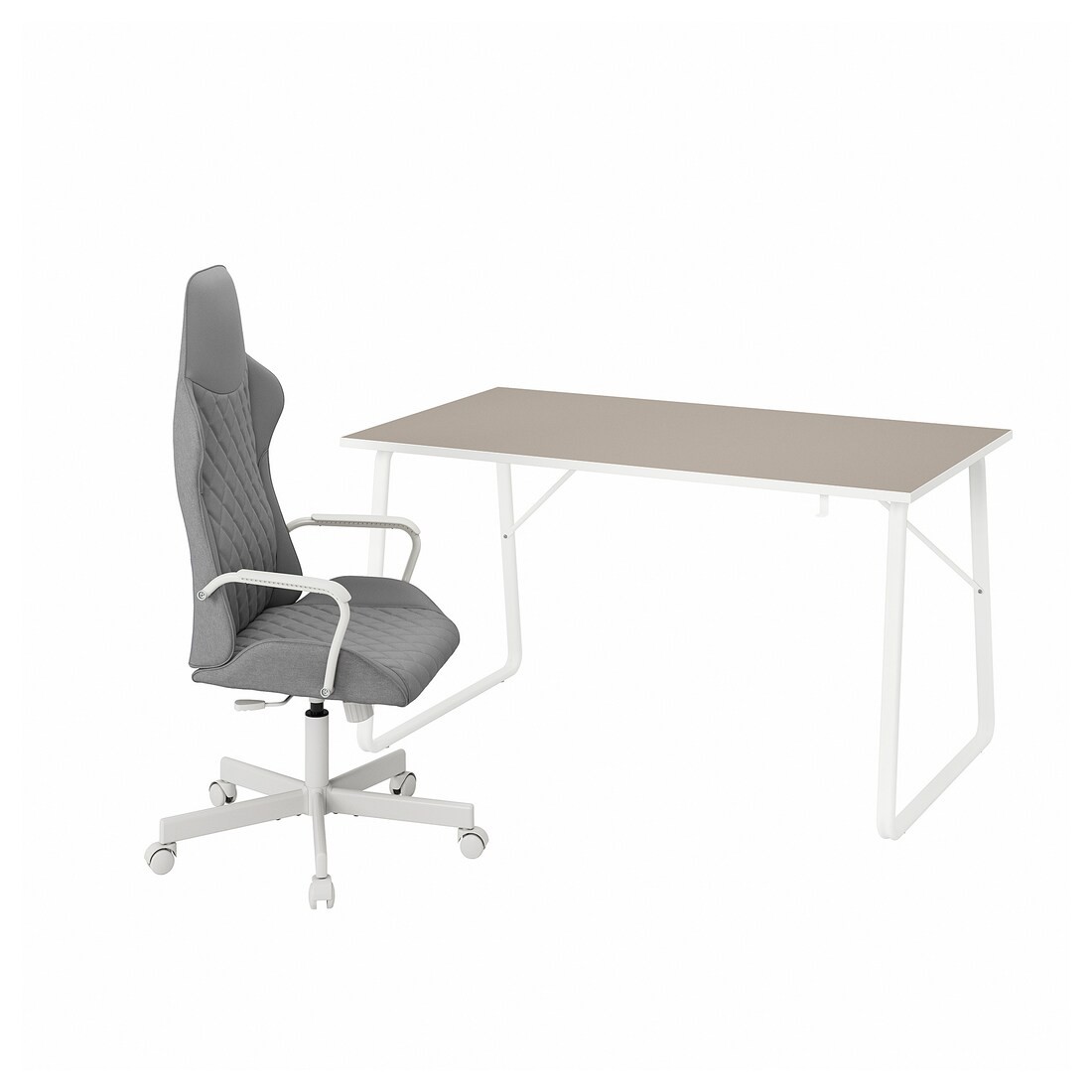 HUVUDSPELARE / UTESPELARE Геймерский стол и стул, бежевый / серый