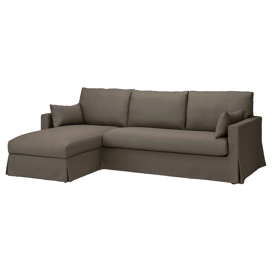 HYLTARP 3-х местный диван с козеткой, левый, Грансель серо-коричневый
