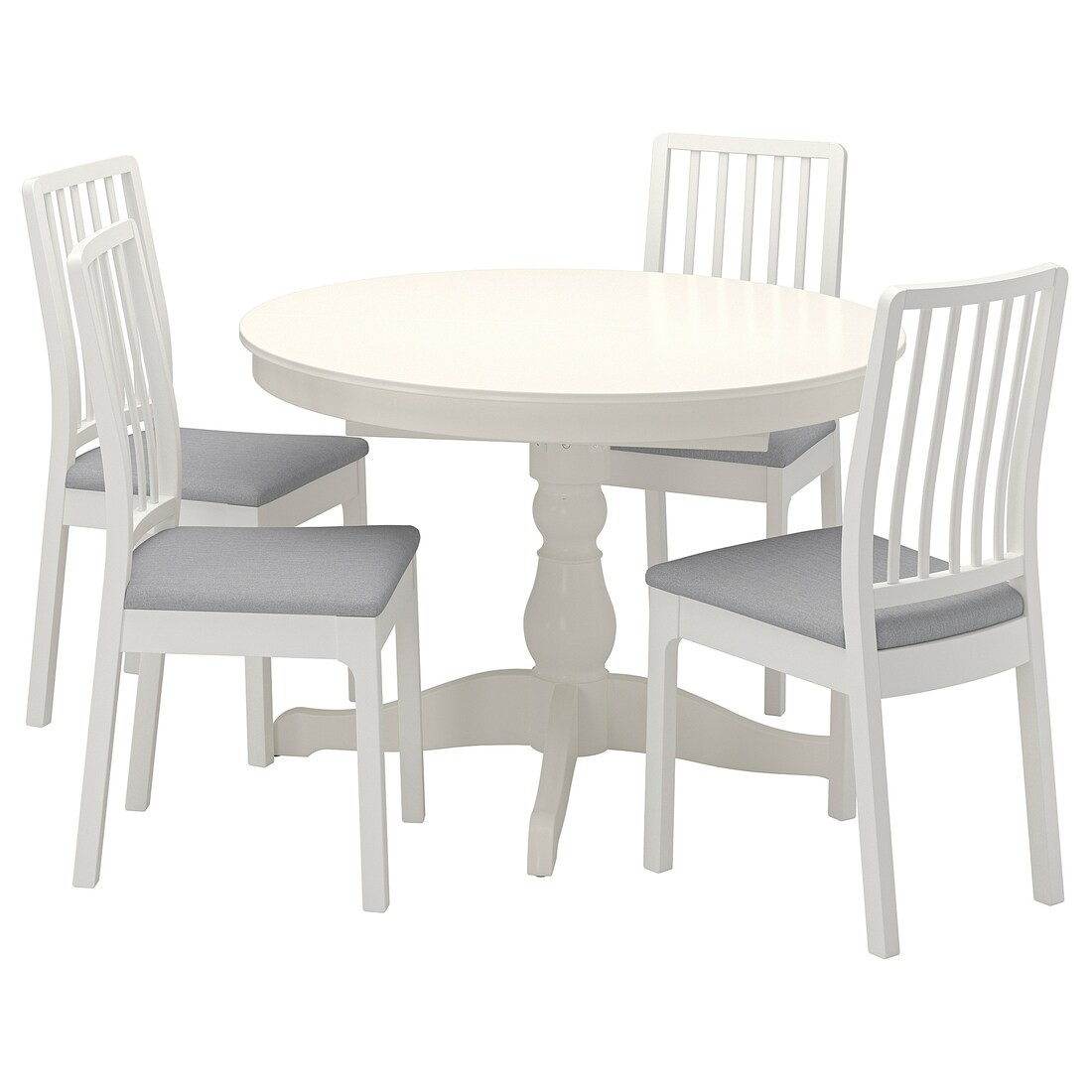 INGATORP ИНГАТОРП / EKEDALEN ЭКЕДАЛЕН Стол и 4 стула, белый / Orrsta светло-серый, 110/155 см