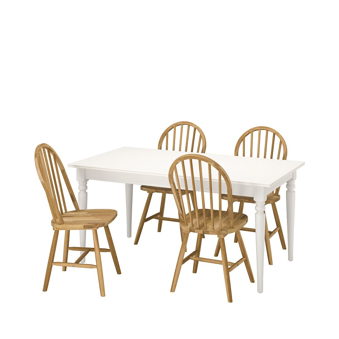 INGATORP / SKOGSTA Стол и 4 стула, белый / действие, 155/215 см