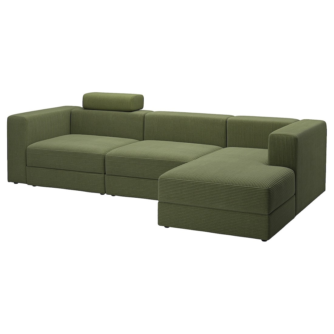 JÄTTEBO 4-местный модульный диван с козеткой, правосторонний с изголовьем / Samsala тёмный жёлто-зелёный