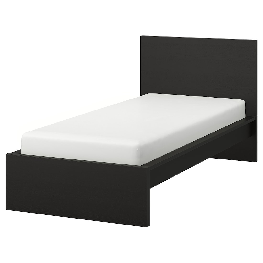 MALM МАЛЬМ Кровать односпальная, высокий, черно-коричневый / Lindbåden, 90x200 см