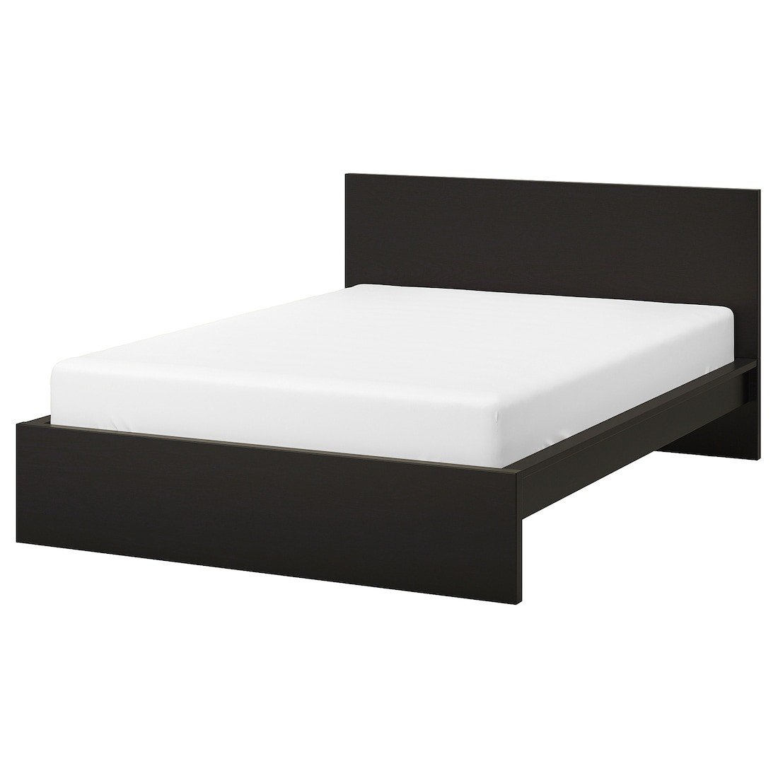 MALM МАЛЬМ Кровать двуспальная, высокий, черно-коричневый / Leirsund, 140x200 см