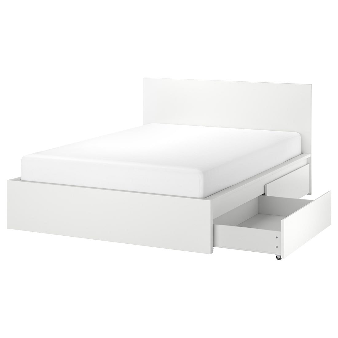 MALM МАЛЬМ Кровать двуспальная с 2 ящиками, белый / Lönset, 180x200 см