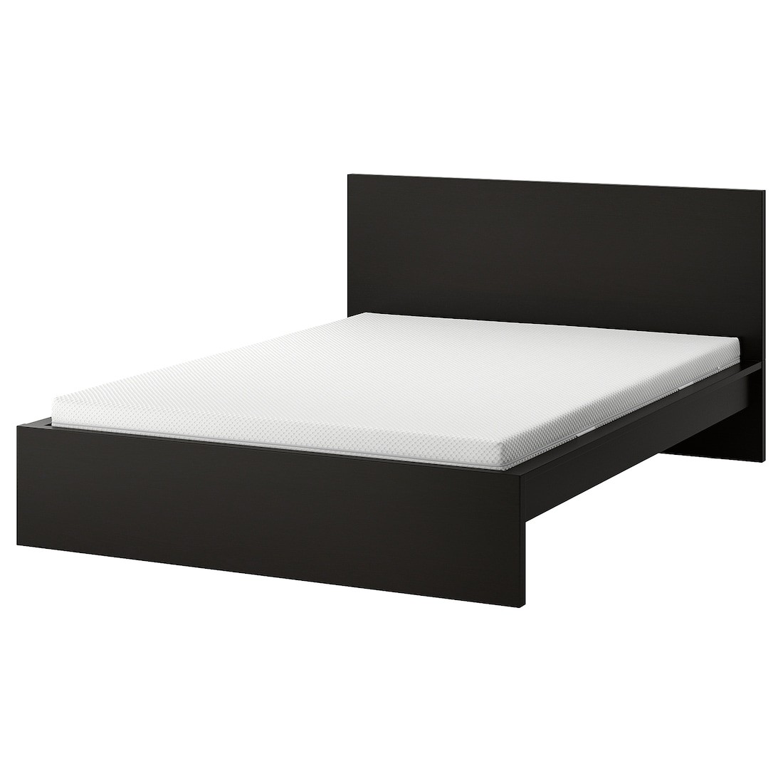 MALM Кровать с матрасом, черно-коричневый / Åbygda твердый, 140x200 см