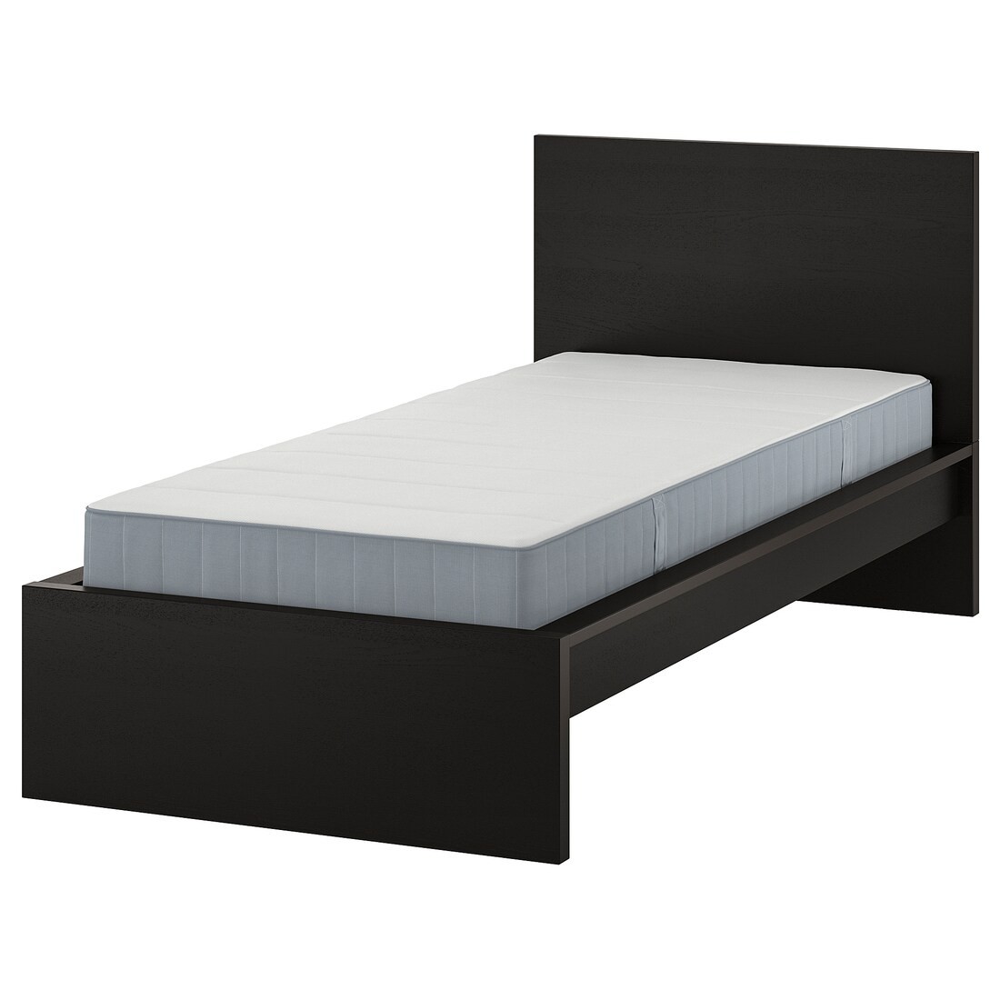 MALM Кровать с матрасом, черный/коричневый / Vesteröy жесткий, 90x200 см
