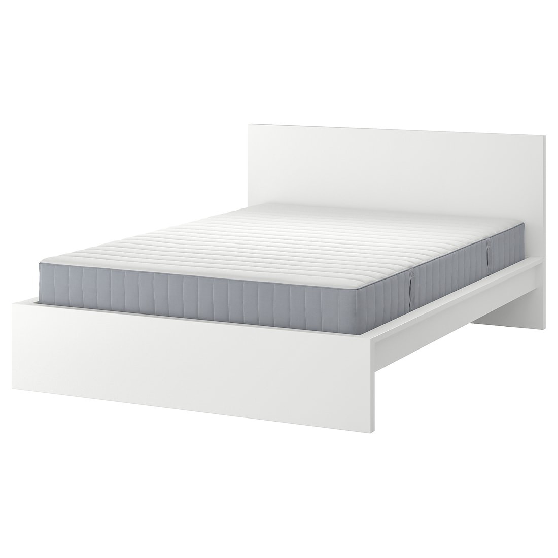 MALM Кровать с матрасом, белый / Valevåg средней жесткости, 160x200 см