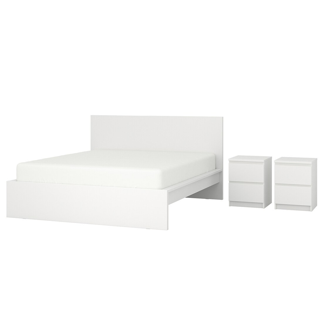 MALM МАЛЬМ Набор мебели для спальни 3 шт, белый, 180x200 см