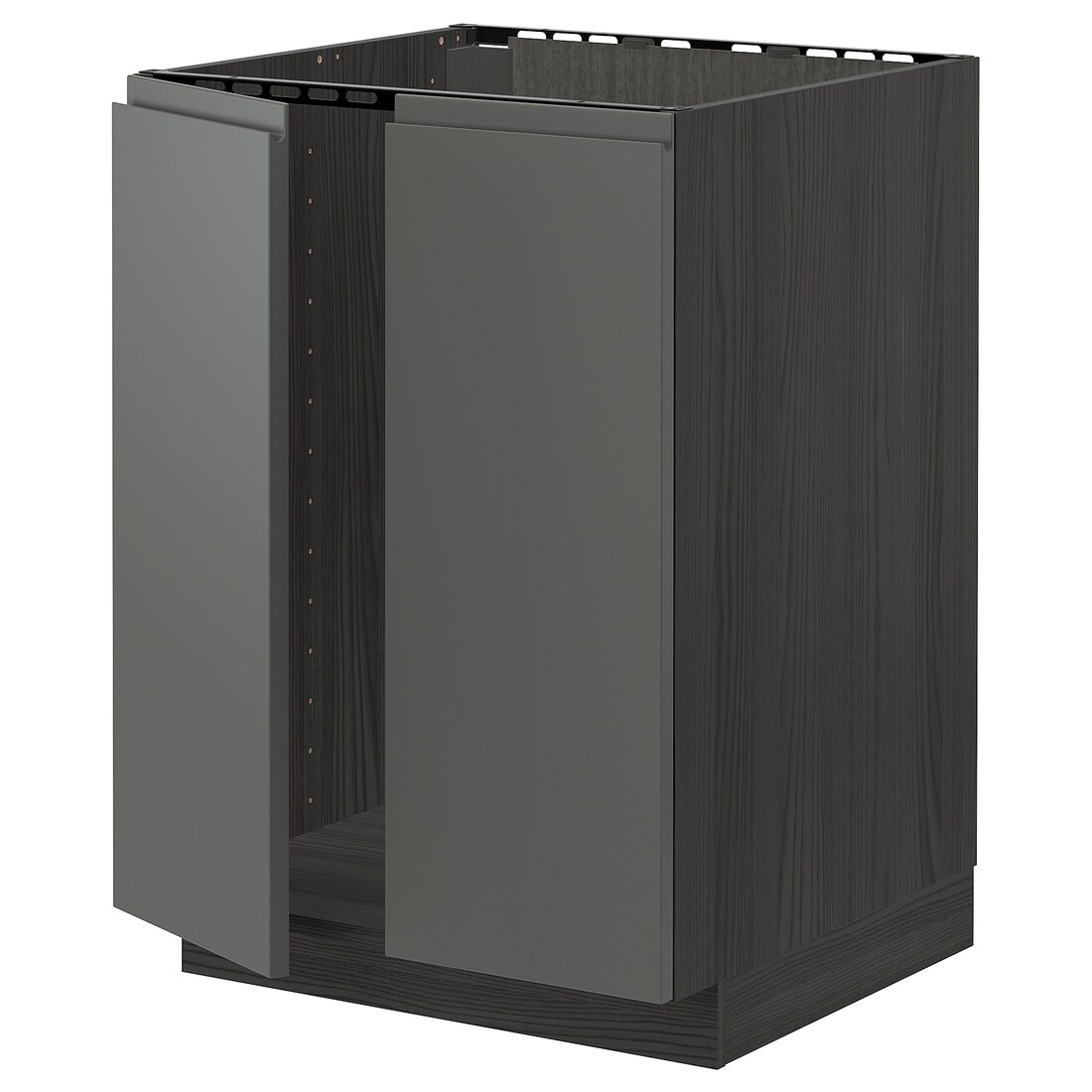 METOD МЕТОД Напольный шкаф для мойки, черный / Voxtorp темно-серый, 60x60 см
