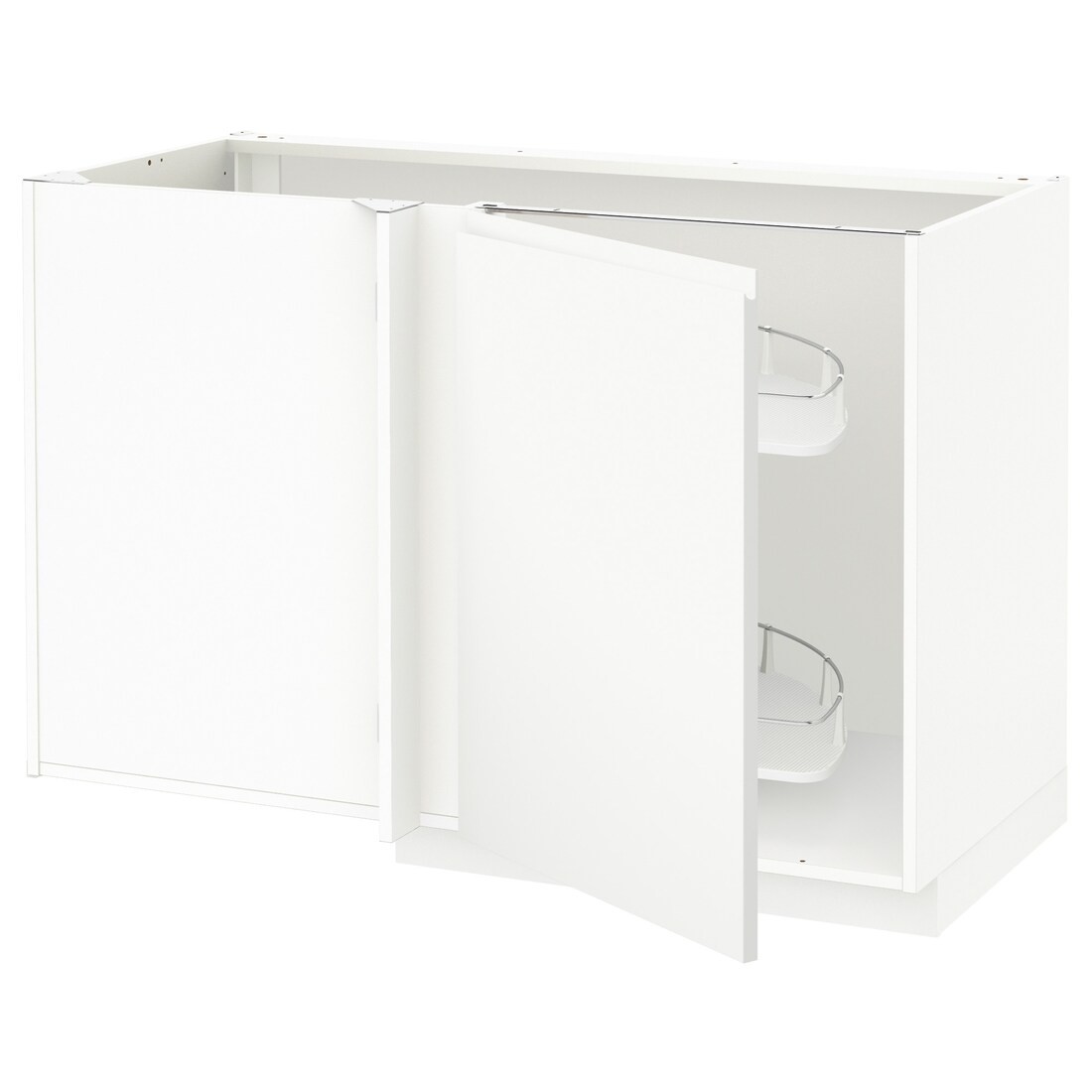 METOD МЕТОД Угловой напольный шкаф с выдвижной секцией, белый / Voxtorp матовый белый, 128x68 см