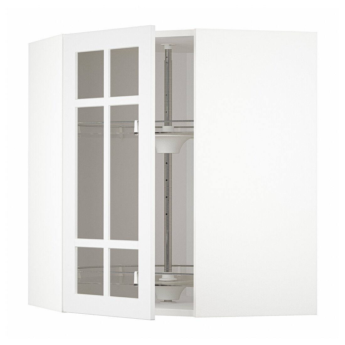 METOD МЕТОД Угловой настенный шкаф с каруселью / стеклянная дверь, белый / Stensund белый, 68x80 см