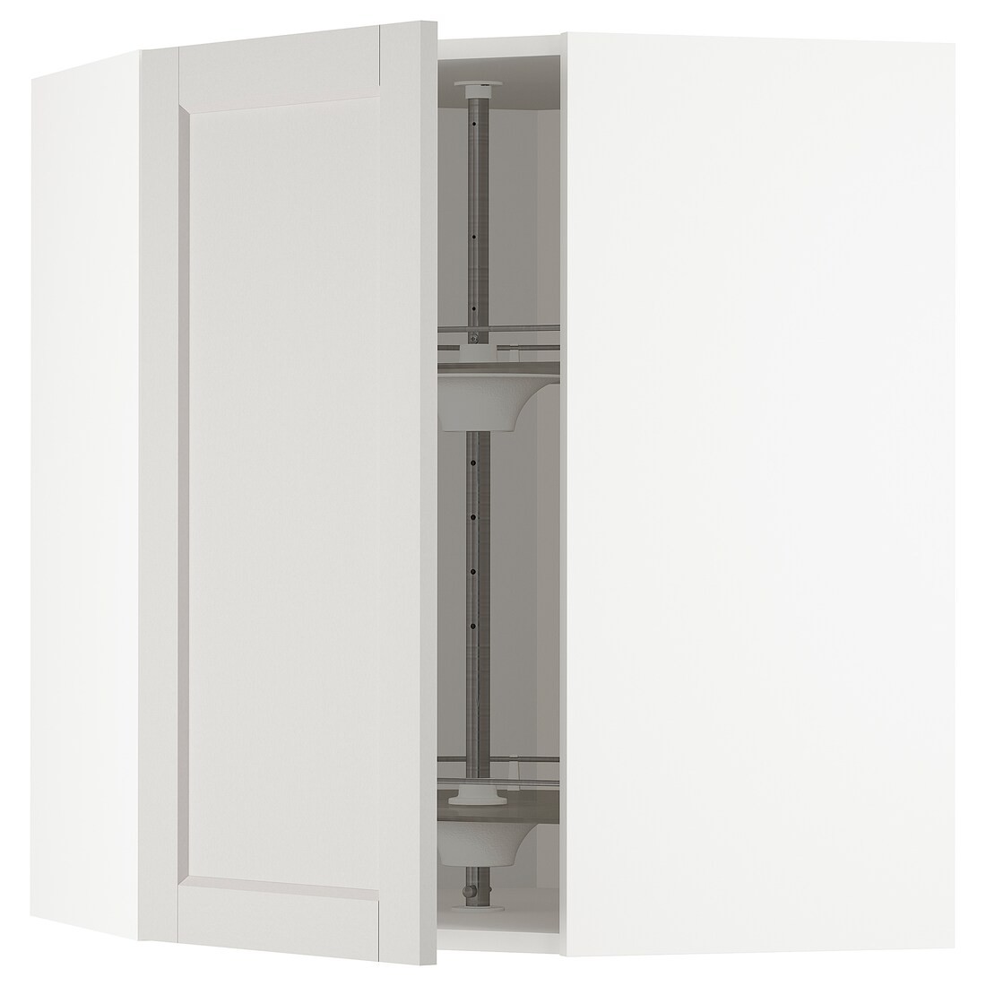 METOD МЕТОД Угловой навесной шкаф с каруселью, белый / Lerhyttan светло-серый, 68x80 см