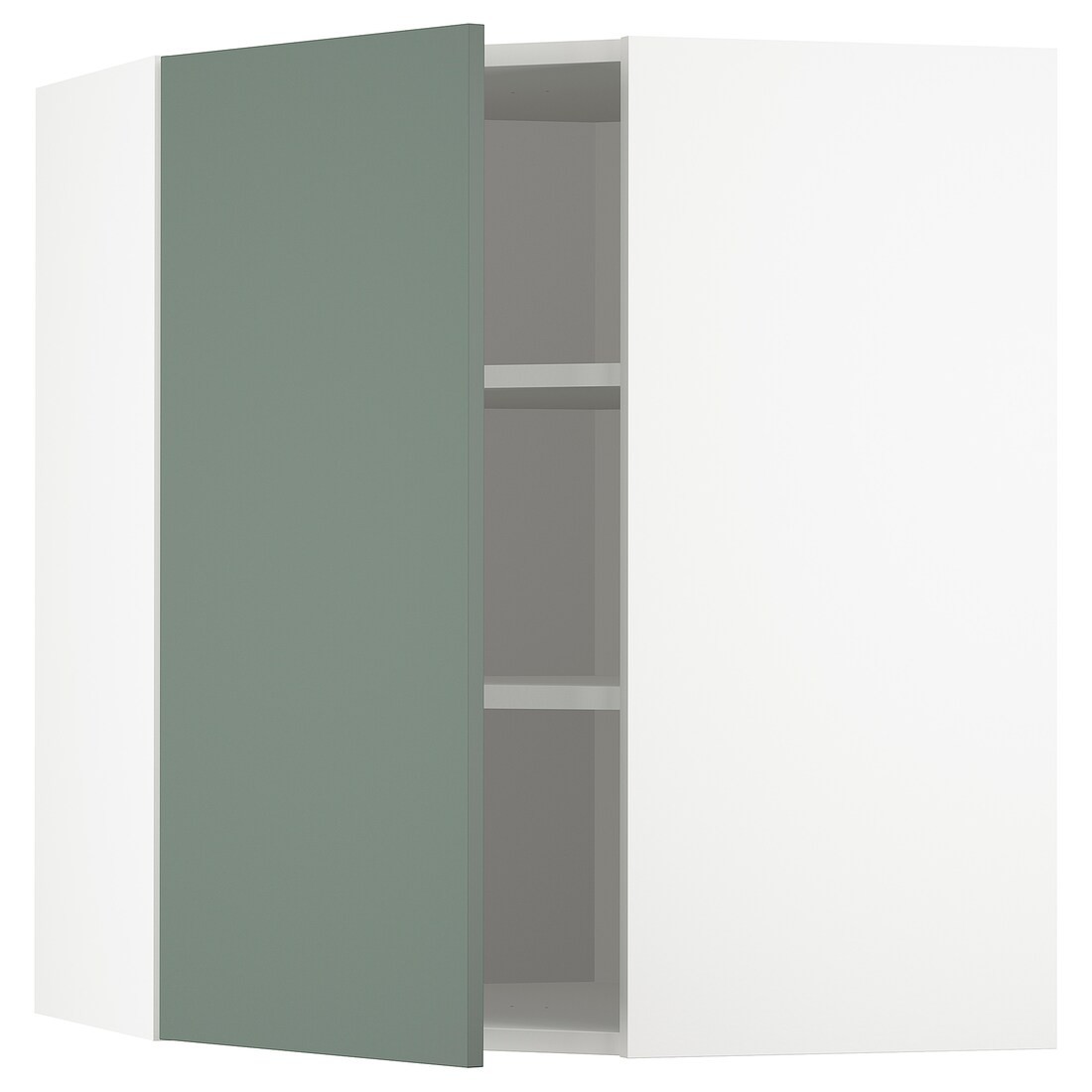 METOD МЕТОД Углов настенный шкаф, белый / Bodarp серо-зеленый, 68x80 см