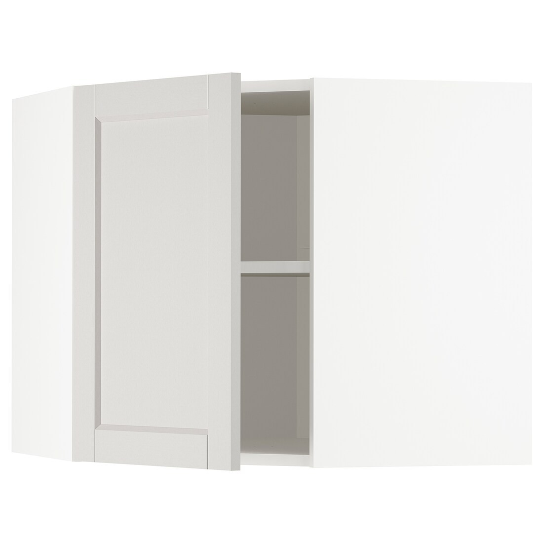 METOD МЕТОД Углов настенный шкаф, белый / Lerhyttan светло-серый, 68x60 см