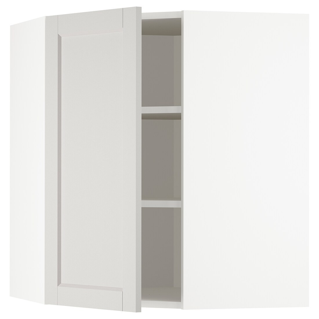 METOD МЕТОД Углов настенный шкаф, белый / Lerhyttan светло-серый, 68x80 см