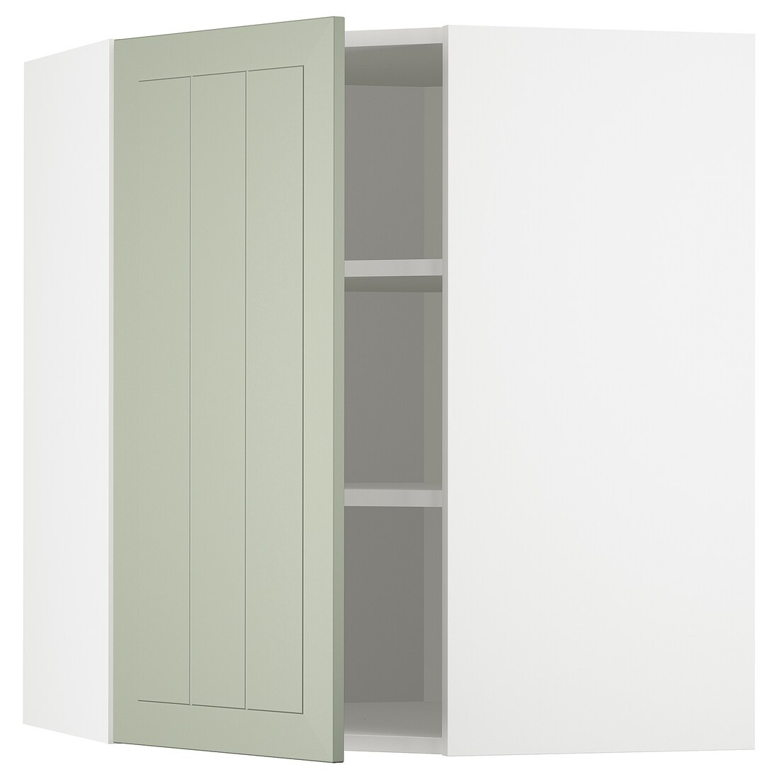 METOD МЕТОД Угловой навесной шкаф с полками, белый / Stensund светло-зеленый, 68x80 см