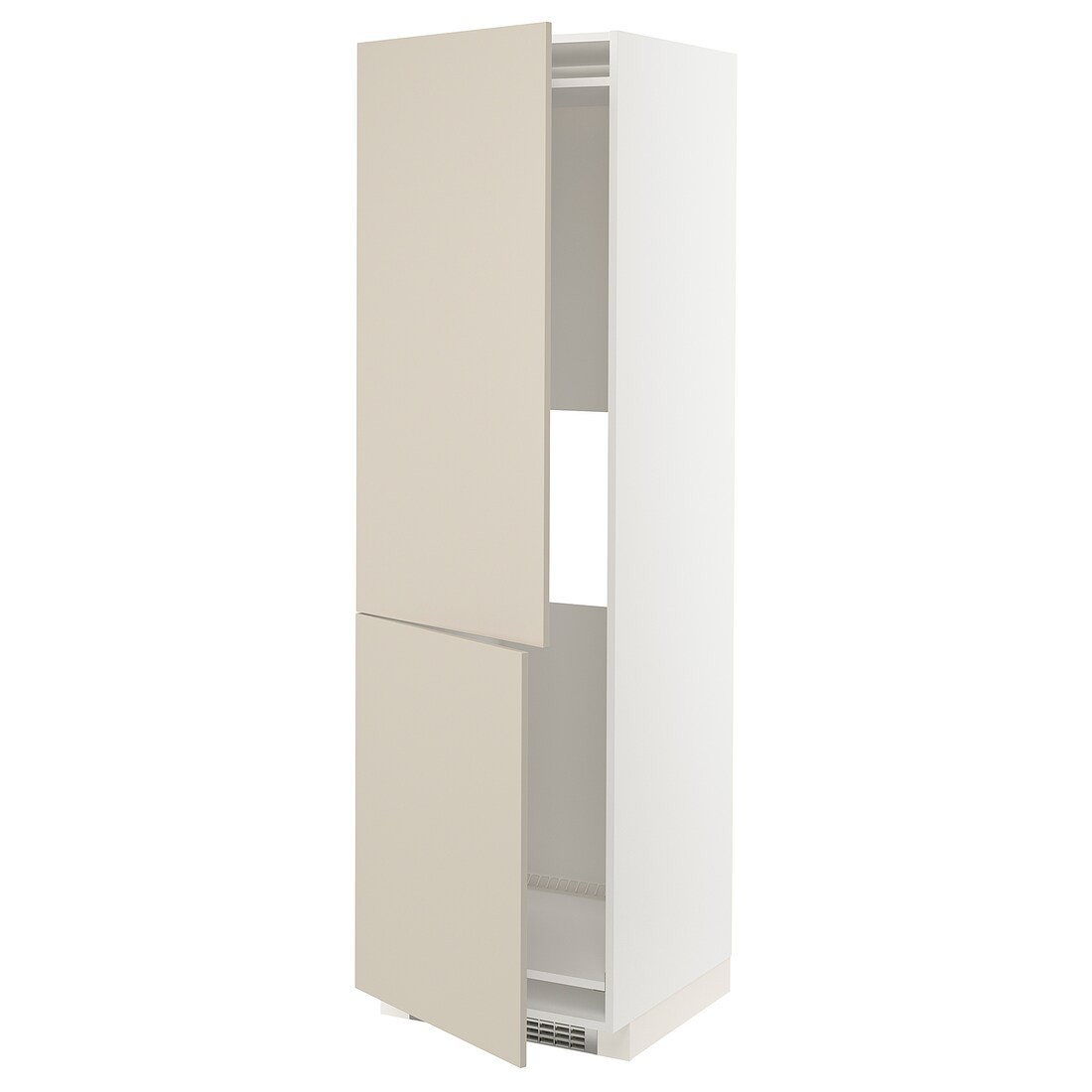 METOD МЕТОД Высокий шкаф для холодильника / морозильника, белый / Havstorp бежевый, 60x60x200 см