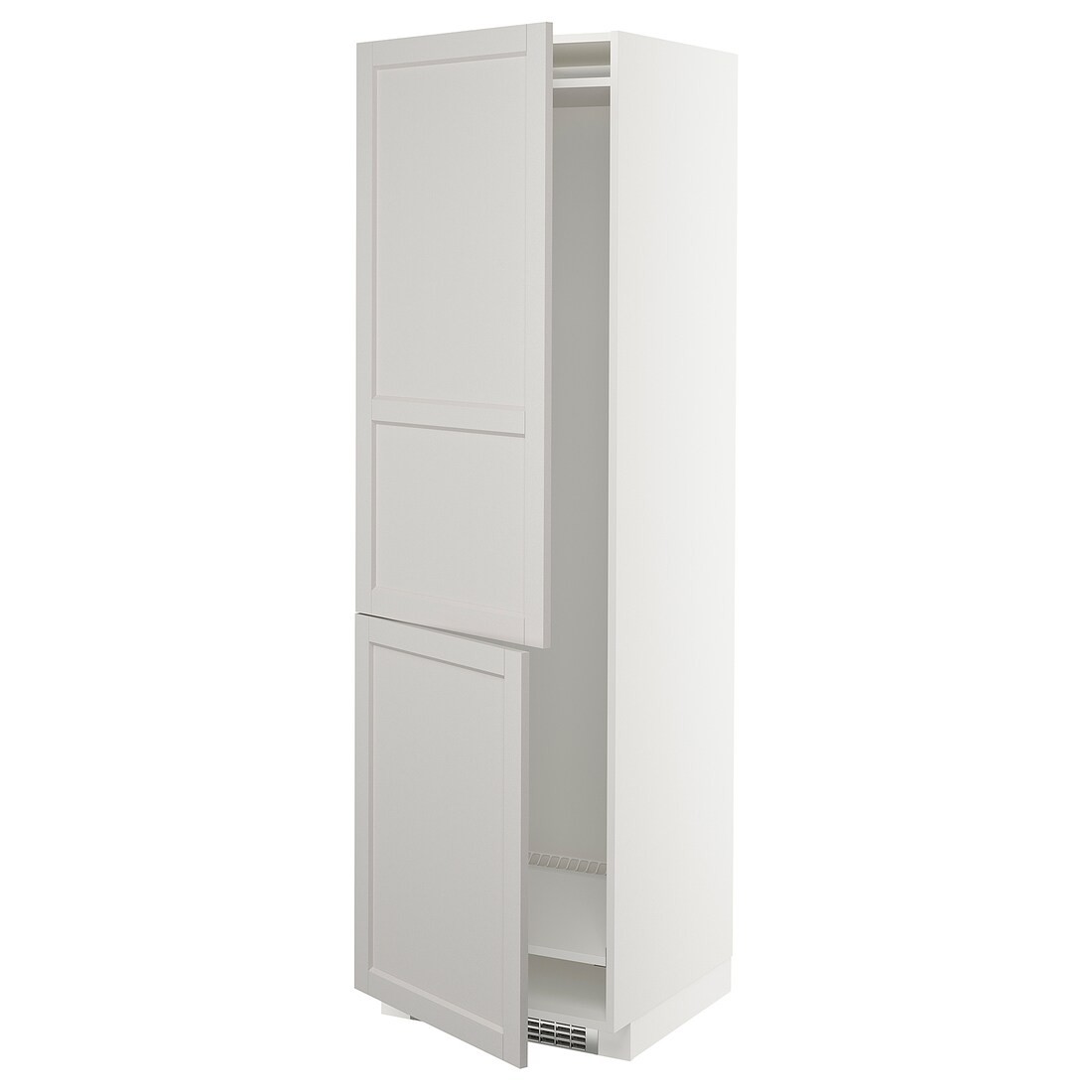 METOD МЕТОД Высокий шкаф для холодильника / морозильника, белый / Lerhyttan светло-серый, 60x60x200 см