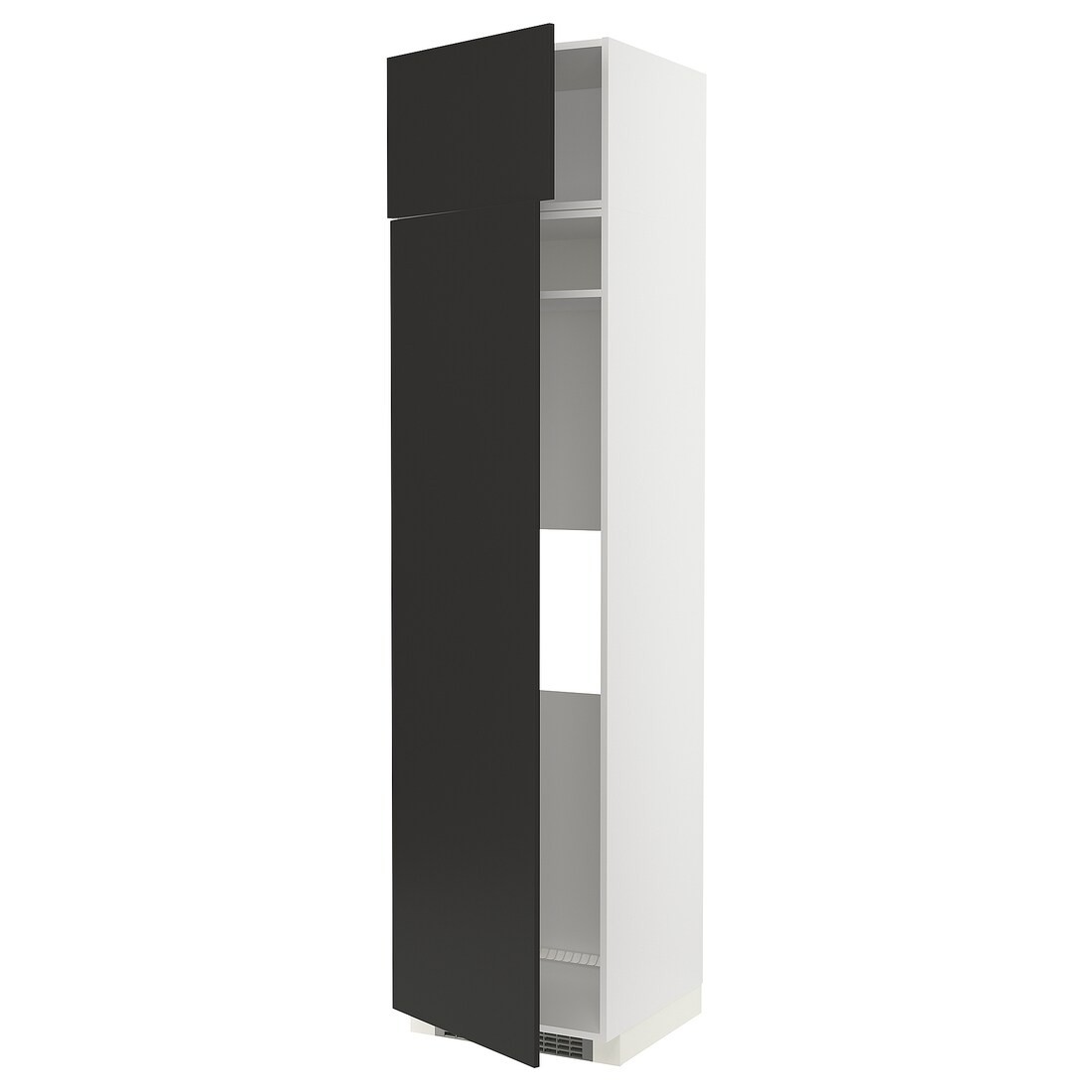 METOD МЕТОД Высокий шкаф для холодильника / морозильника, белый / Nickebo матовый антрацит, 60x60x240 см
