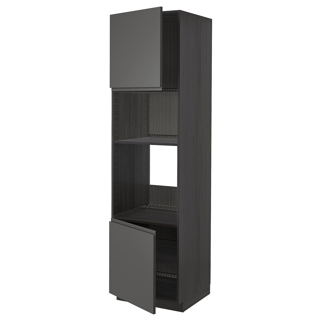 METOD МЕТОД Высокий шкаф для духовки / СВЧ, черный / Voxtorp темно-серый, 60x60x220 см