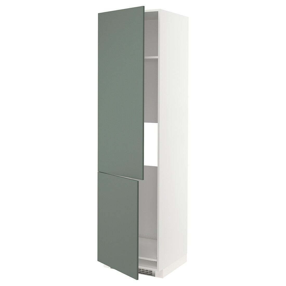 METOD МЕТОД Высокий шкаф для холодильника / морозильника / 2дверцы, белый / Bodarp серо-зеленый, 60x60x220 см