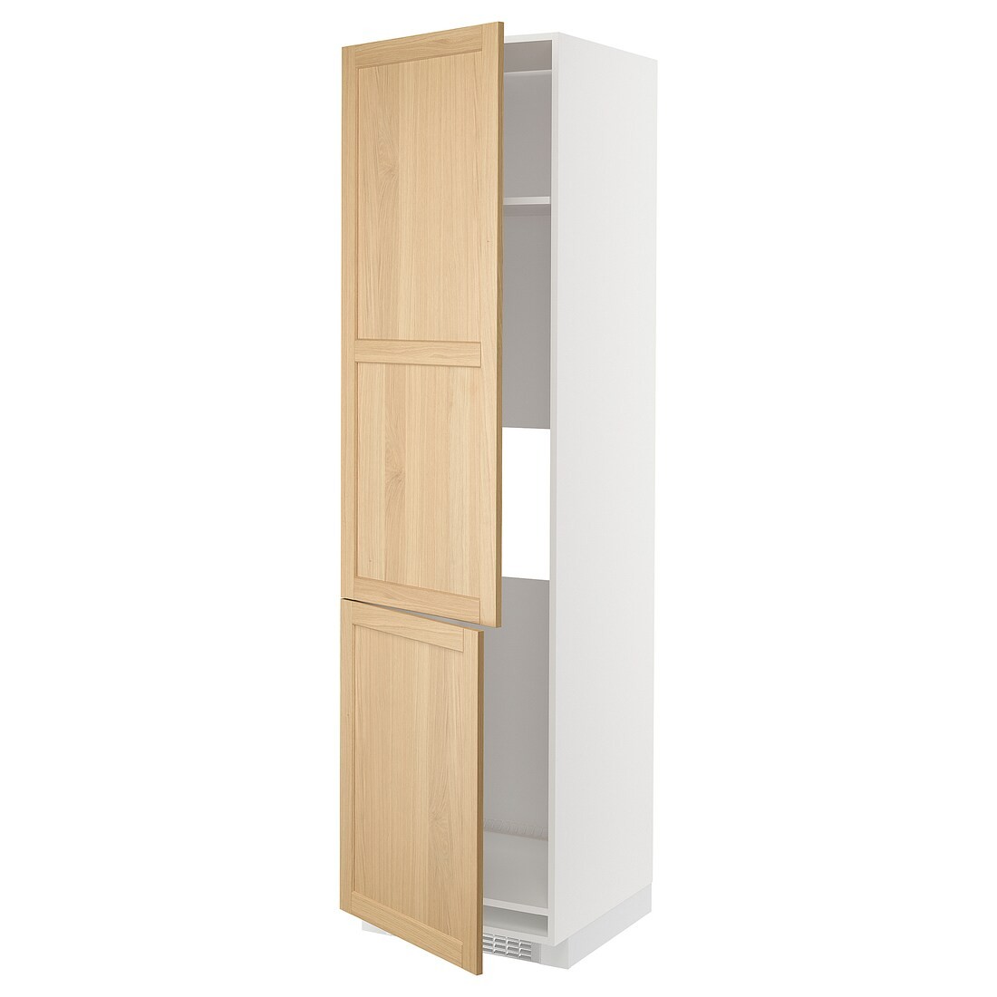 METOD Высокий шкаф для холодильника / морозильника / 2дверцы, белый / дуб Forsbacka, 60x60x220 см