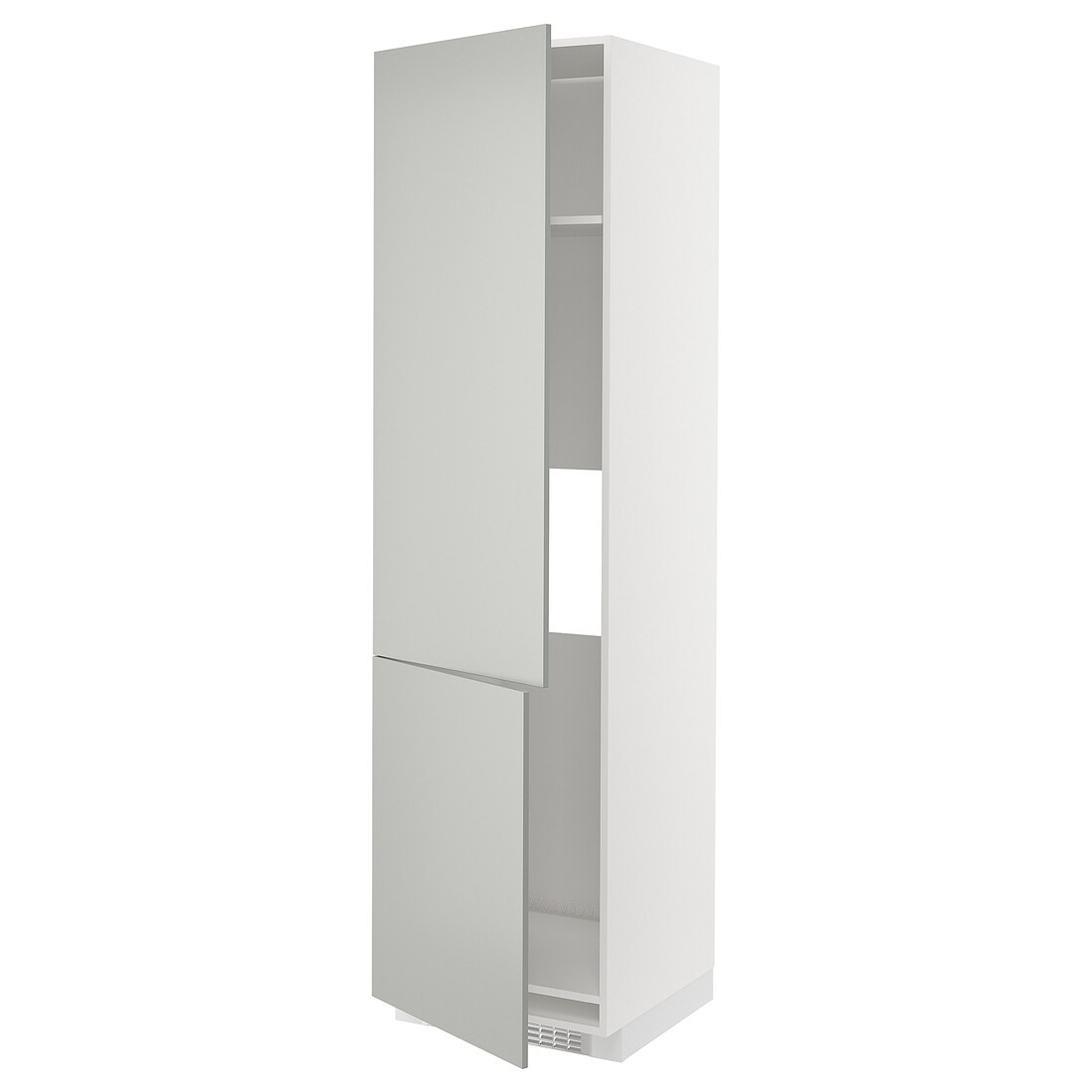 METOD Высокий шкаф для холодильника / морозильника / 2дверцы, белый / Хавсторп светло-серый, 60x60x220 см