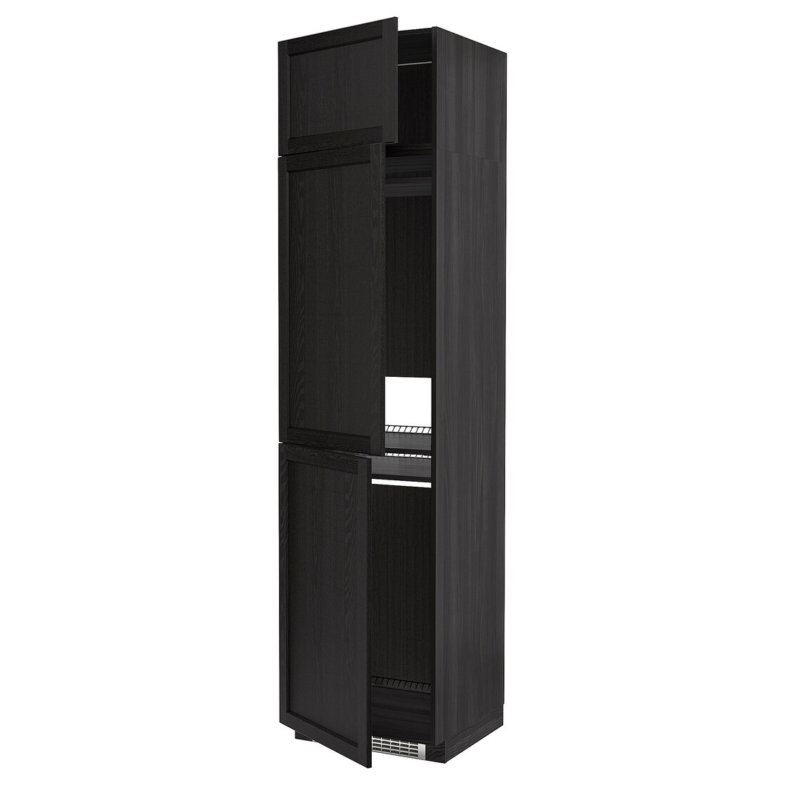 METOD МЕТОД Высокий шкаф для холодильника / морозильника / 3 дверцы, черный / Lerhyttan черная морилка, 60x60x240 см
