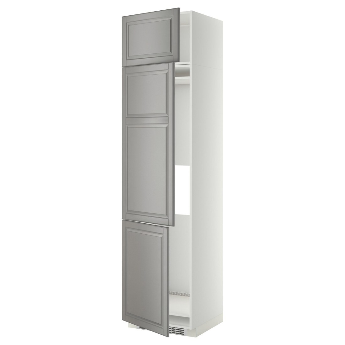 METOD МЕТОД Высокий шкаф для холодильника / морозильника / 3 дверцы, белый / Bodbyn серый, 60x60x240 см