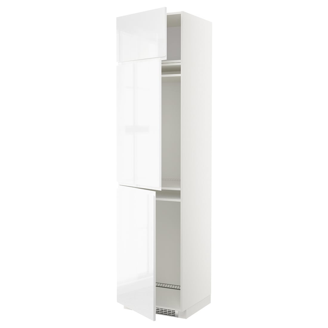 METOD МЕТОД Высокий шкаф для холодильника / морозильника / 3 дверцы, белый / Voxtorp глянцевый / белый, 60x60x240 см